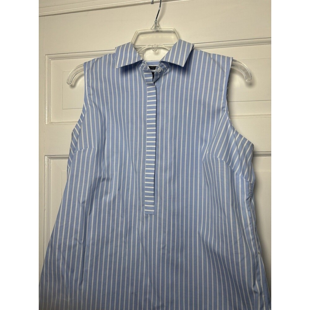 Talbots Shirt Women’s 6 Blue White Striped Slvless Button Collared 100 % Cotton - Picture 3 of 8